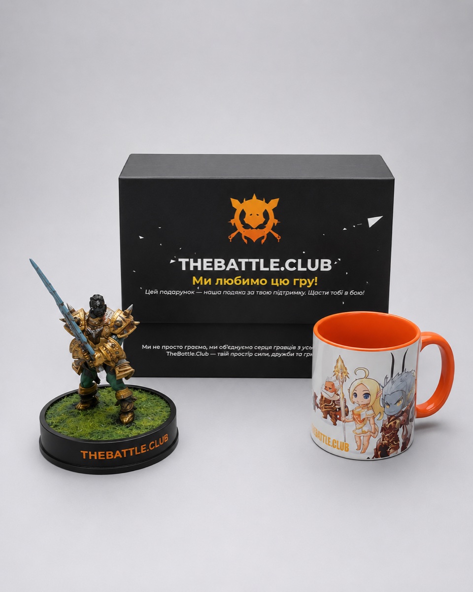 Подарунковий набір THEBATTLE.CLUB: фігурка воїна та чашка з героями